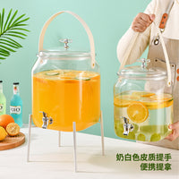 Cold Water Dispenser with Faucet and Stand, Lemon Fruit Tea Juice Beverage Container, Fermentation Jar