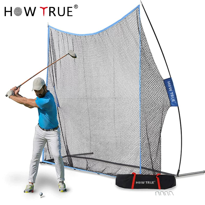 HOW TRUE Portable Golf Practice Net Set with Hitting Mat for Indoor Outdoor Swing Training