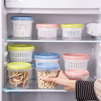 Refrigerator Food Storage Container with Drainer for Fruits, Vegetables, and Herbs