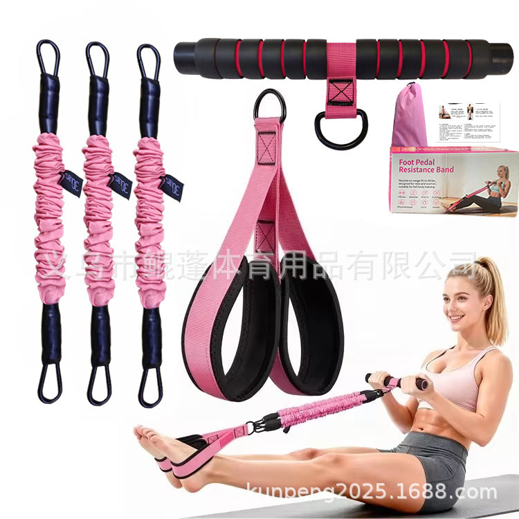 Pedal Resistance Band for Home Fitness, Abdominal Toning, Stretching, and Sit-up Assistance