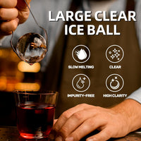 High-Transparency Silicone Ice Ball Mold for Clear Large Ice Spheres, Bar and Home Use