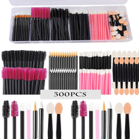 Disposable Makeup Applicator Set - Eyelash, Eyebrow, Lip, Eyeliner Brushes, Palette & Powder Puffs