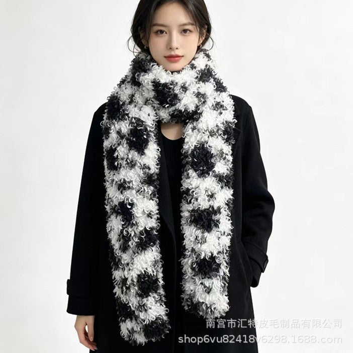 Faux Lambswool Tie-Dye Printed Scarf Shawl for Autumn/Winter
