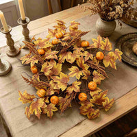 65cm Artificial Pumpkin Maple Leaf Wreath for Autumn Harvest Thanksgiving Door Decor