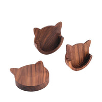Magnetic Coffee Portafilter Holder Wall Mount Walnut Wood Cat Design No-Drill