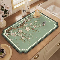 New Chinese Style Diatomaceous Earth Kitchen Drain Mat Absorbent Non-Slip Table Mat for Dishes and Cups