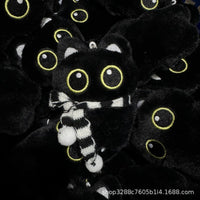 Squeaky Big-Eyed Cat Plush Keychain with Scarf or Bag - Cute Animal Doll for Bags & Gifts