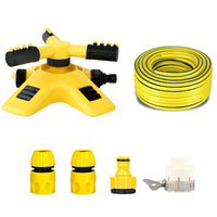 360-Degree Automatic Rotating Sprinkler with PVC Hose Set for Garden Irrigation