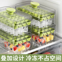 Food Grade Silicone Ice Cube Tray with Lid, Double Layer 64-Grid Press Release Ice Box with Storage Bin for Freezer