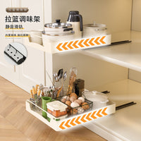 Pull-Out Spice Rack Organizer for Kitchen Cabinets, 3-Tier Drawer Style, No Installation Required