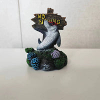 Aquarium Resin Warning Sign Ornament - Shark/Frog Skull Decor