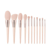 11-Piece Pink Makeup Brush Set for Beginners with Eyeshadow Brushes