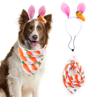 Pet Rabbit Ear Headband and Bandana Set for Parties and Decoration