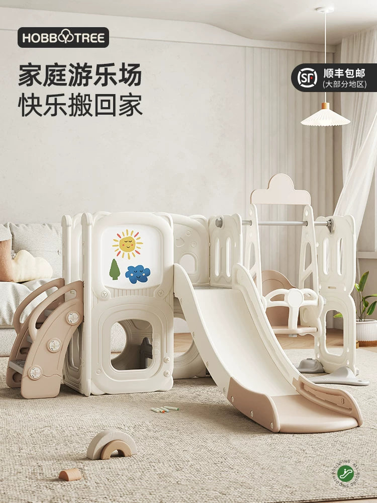 Habitree Kids Indoor Slide and Swing Set with Climbing Frame and Drawing Board