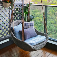 Indoor Swing Chair with Stand, Rattan Wicker Hanging Basket Chair for Patio Balcony, Leisure Hammock Rocking Chair