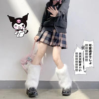 Y2K Plush Bowknot Leg Warmers for Winter Boots