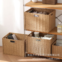 Japanese Style Woven Storage Basket with Lid for Toys Snacks Clothes Sundries Home Organizer
