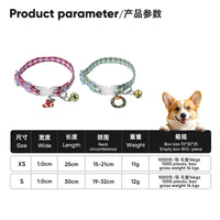 Christmas Pet Collar with Bell and Pendant for Cats and Small Dogs, Adjustable Plaid Safety Buckle