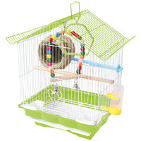 Decorative Metal Bird Cage for Parrots and Mynah Birds, House-Shaped Pet Aviary
