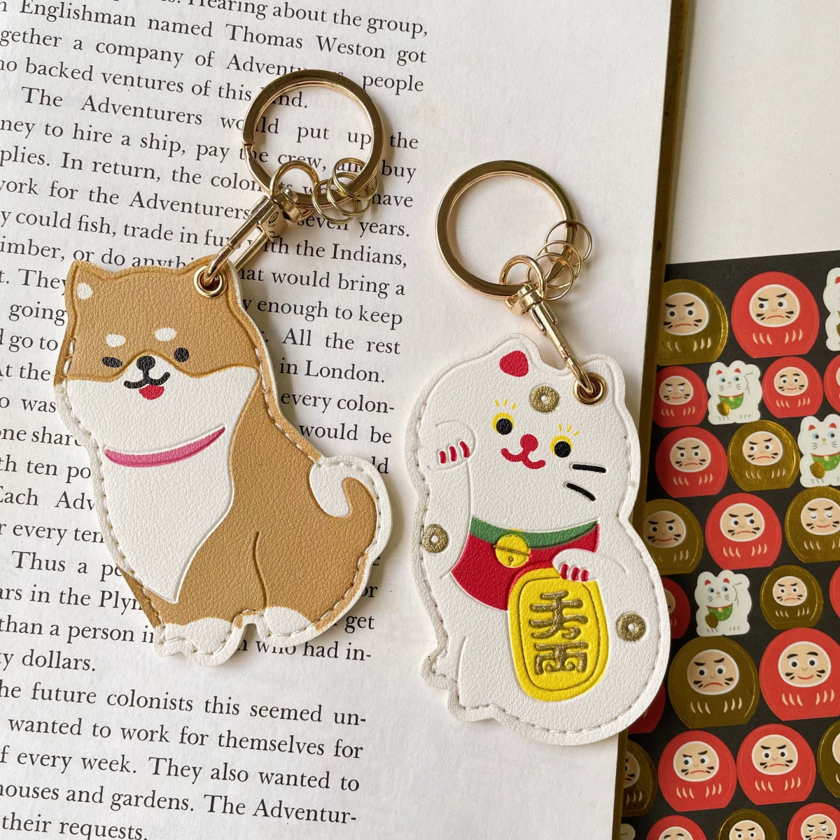 Lucky Cat Shiba Inu Keychain Bag Charm & IC Card Holder