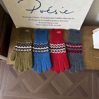 Winter Jacquard Knit Touchscreen Gloves for Men and Women, Thickened Fleece Lined Warm Cold Weather Gloves
