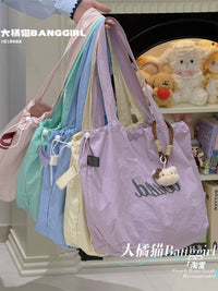 Large Capacity Canvas Tote Bag with Drawstring Closure for Women, Lightweight and Relaxed Style