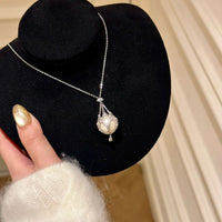 Dreamcatcher Pearl Pendant Necklace with Detachable Netting and Rhinestones, Luxury Sweater Chain for Women
