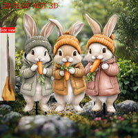 2D Acrylic Cute Rabbit Garden Stake for Outdoor Yard Lawn Pot Decoration