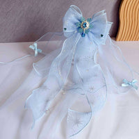 Girls' Princess Veil Hair Clip with Bow and Crown for Birthday Parties