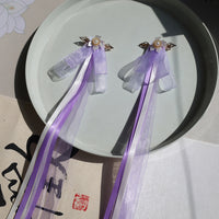 Girls' Hanfu Style Ribbon Bow Hair Clips with Long Streamers