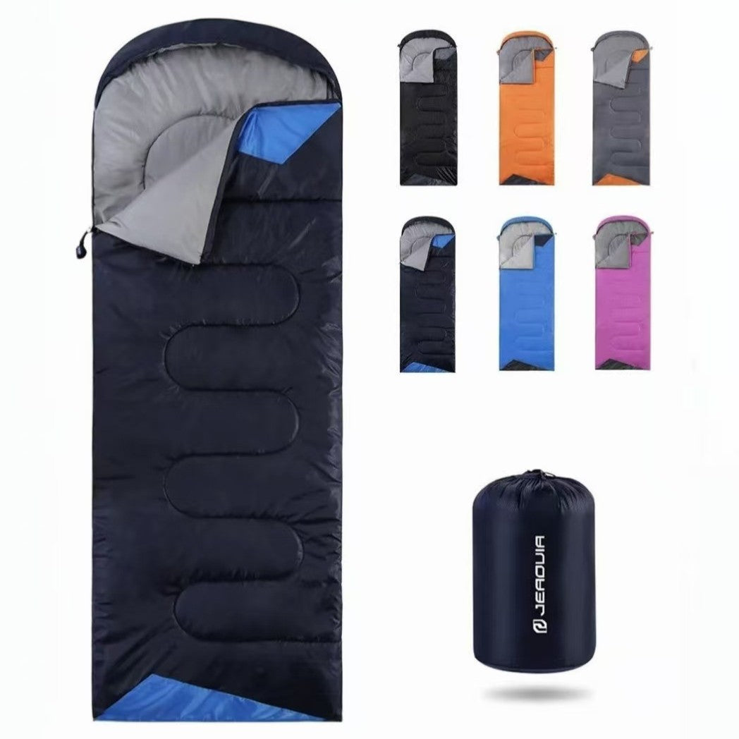 Outdoor Camping Envelope Sleeping Bag with Hood for All Seasons