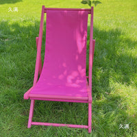 Portable Folding Beach Chair with Wooden Frame and Canvas Seat for Outdoor Relaxation