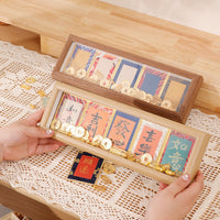 Mini Song Brocade Hard Card Calligraphy Photo Frame with Xuan Paper for Desktop Decor