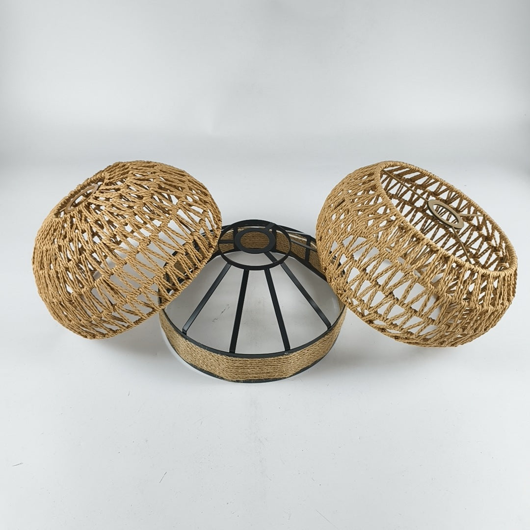 Handwoven Paper Rope Lampshade for Pendant Lights, Half-Round Design for Restaurants and Home Decor