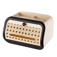 Vintage-Style Desktop Tissue Box, Luxury Home Multi-Function Large-Capacity Napkin Storage Box for Bedroom and Living Room