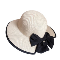 Korean Style Summer Sun Hat for Women, Bow Flat Top Wide Brim Sunscreen Beach Fedora, Versatile Fashion Travel Hat