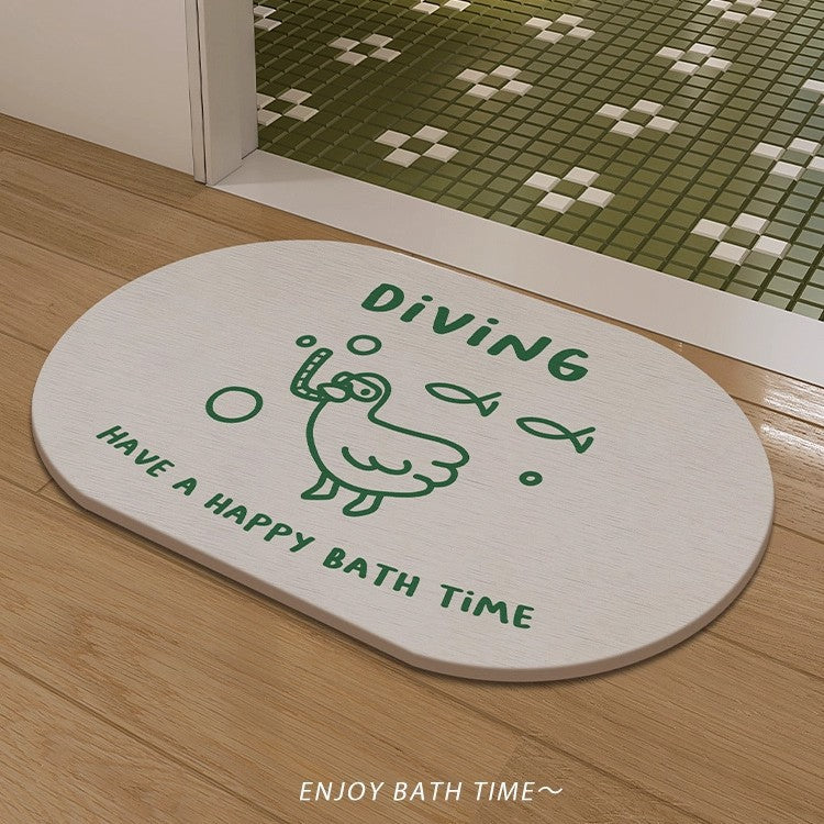 Cartoon Diatomaceous Earth Bath Mat Super Absorbent Quick Dry Thickened Non-Slip Floor Mat for Bathroom Entrance Toilet