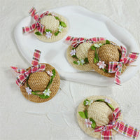Summer Woven Bow Straw Hat Mini Cute Fresh Japanese Style Doll Hair Accessory Decoration