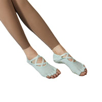 Women's Toeless Non-Slip Yoga Pilates Socks with Five-Toe Design and Straps, Breathable Cotton