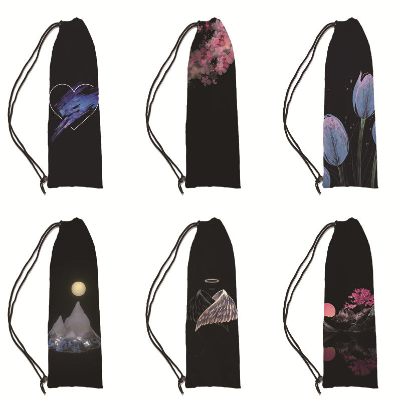 Dark Healing Series Badminton Racket Drawstring Bag Shoulder Storage Pouch for Men and Women