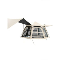 Portable Hexagonal Tent with Awning, UV Protection, Thickened Silver Coating for Outdoor Camping
