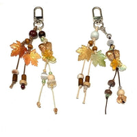 Autumn Maple Leaf Beaded Phone Charm Keychain Pendant