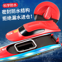 High-Speed Remote Control Boat for Kids, Large RC Racing Boat with LED Lights, Rechargeable Electric Water Toy Model