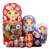 Russian Nesting Dolls Wooden Hand-Painted Matryoshka Set for Souvenirs and Gifts
