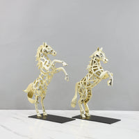 Nordic Creative Metal Plated Hollow Horse Dinosaur Sculpture for Home Office Decor