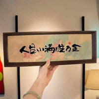 Chinese Calligraphy Tabletop Ornament with Vintage Photo Frame for New Year Home Decor