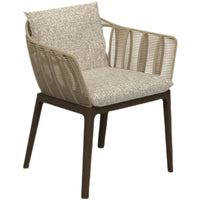 Nordic Outdoor Rattan Woven Dining Set with Teak Wood and Rock Slab Table