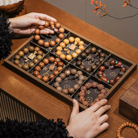 Walnut Grain Wooden Jewelry Storage Box with Lid for Bracelets and Beads