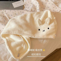 Cartoon Rabbit Quick Dry Hair Towel Cap, Thickened Coral Fleece Absorbent Bath Turban