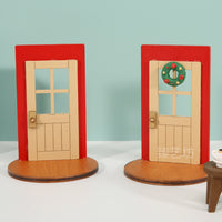 ZAKKA Christmas Miniature Wooden Door Ornament for DIY Scene Decoration